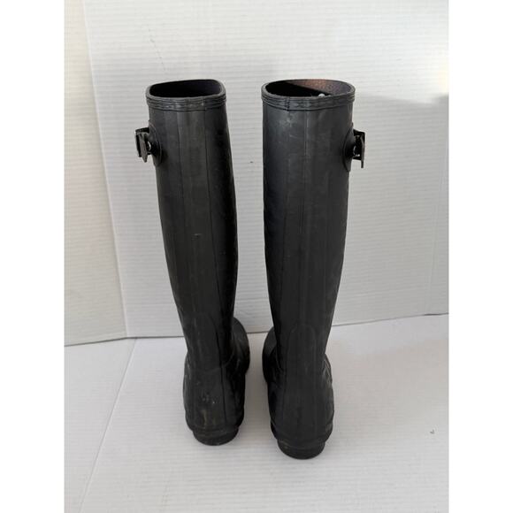 Women's Hunter Black Textured Pattern Tall Rain Boots Size Us 5 - Picture 4 of 8